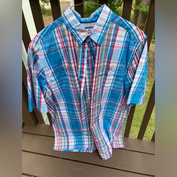 Men’s Pink & Blue Button Down Short Sleeve - Picture 2 of 4